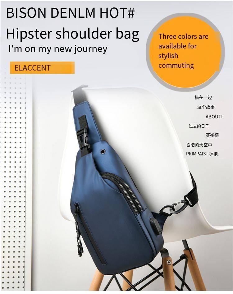Fashion Outdoor Large Capacity Waterproof USB Charging Port Men Chest Bag Messenger Bag Wholesaler Manufacturer New Design
