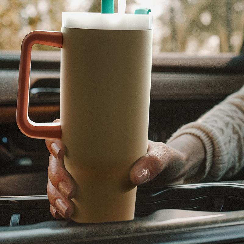 Custom Logo 40 Oz Cup Tumbler Stainless Steel Outdoor Travel Mug With Handle And Straw