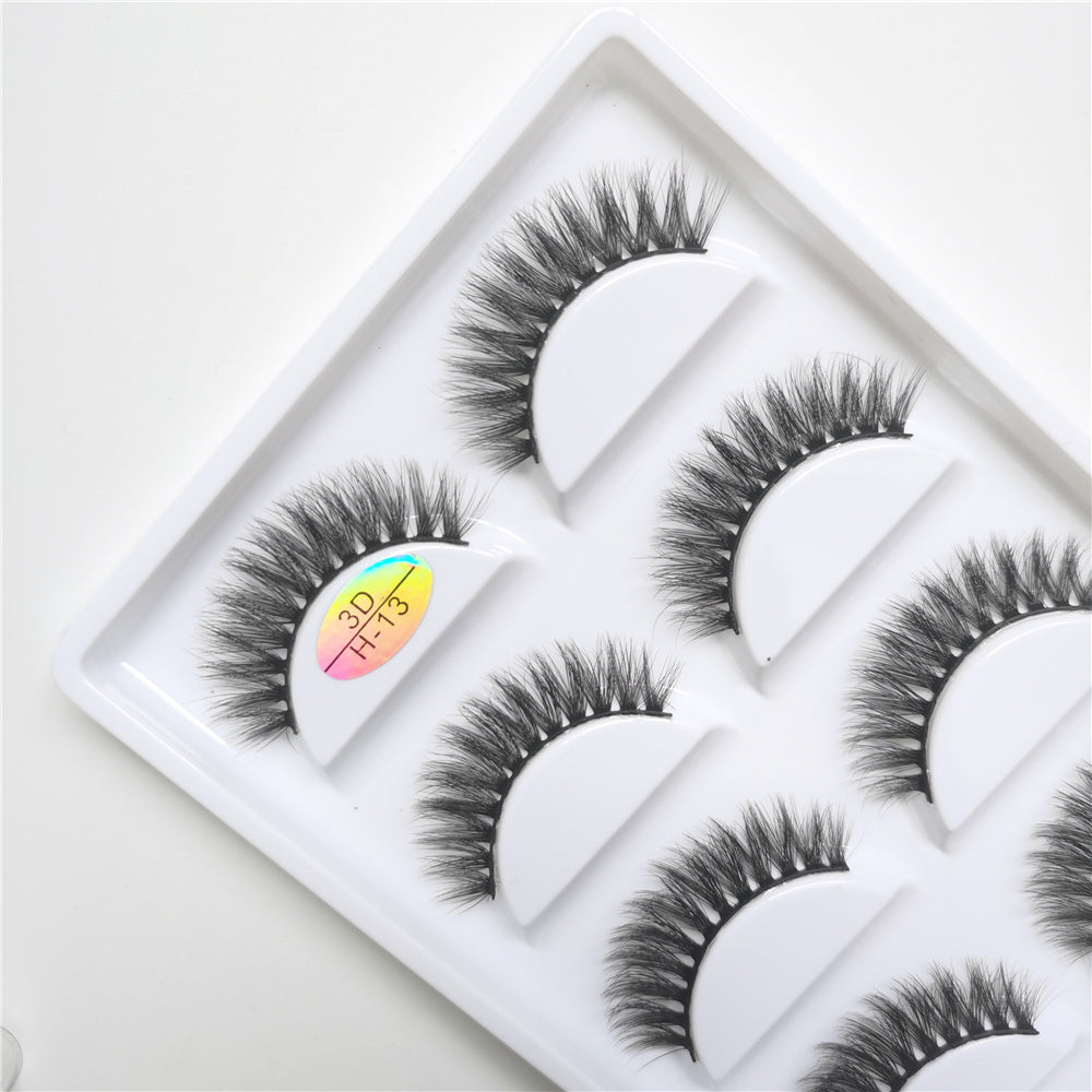 Wholesale 5 Pairs Of Imitation Mink False Eyelashes 3d Handmade Full 5in1 Eyelashes Private Label H13