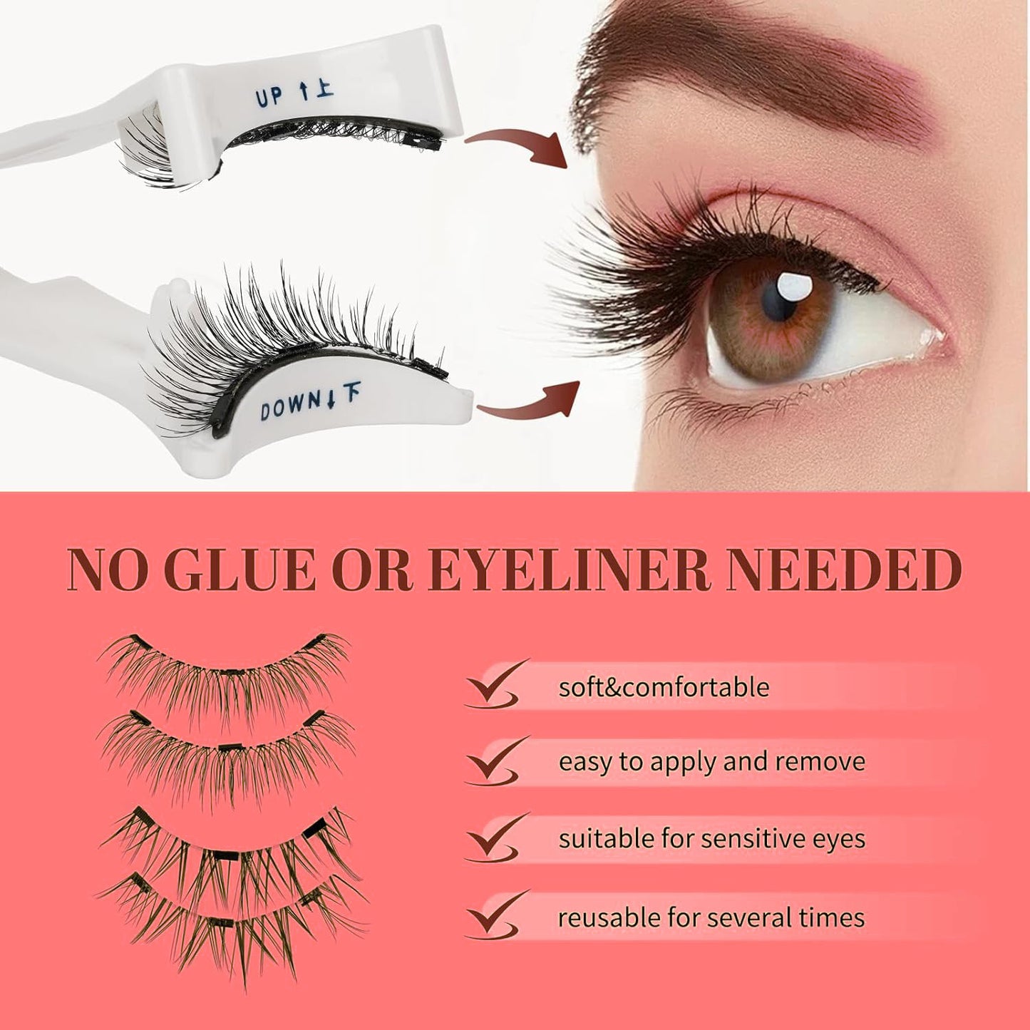 Popular Pingdu Factory False Magnetic Eyelashes Wholesale High Quality 2 Pair Of Magnetic False Eyelashes