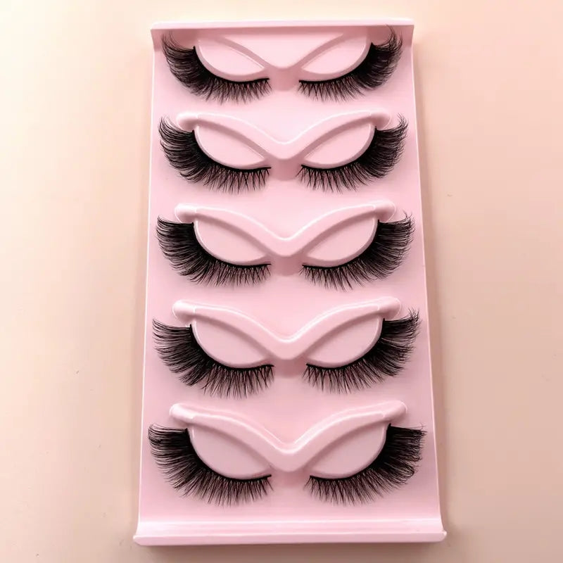Wholesale Private Label Handmade 3D 16mm Fake Eyelashes Wingtip Curl Long Tail 5 Pairs Of Eyelashes