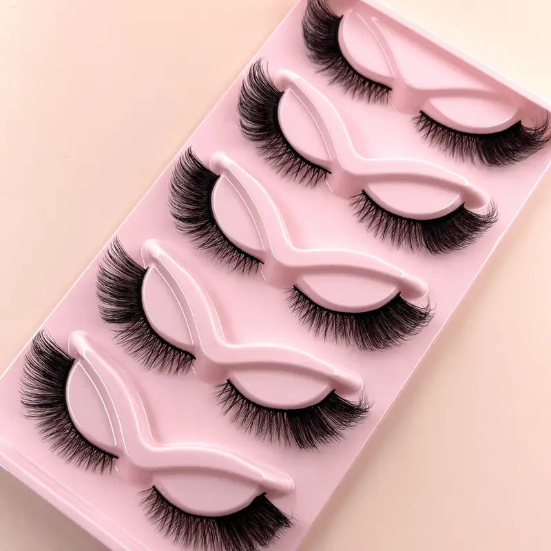 Wholesale Private Label Handmade 3D 16mm Fake Eyelashes Wingtip Curl Long Tail 5 Pairs Of Eyelashes