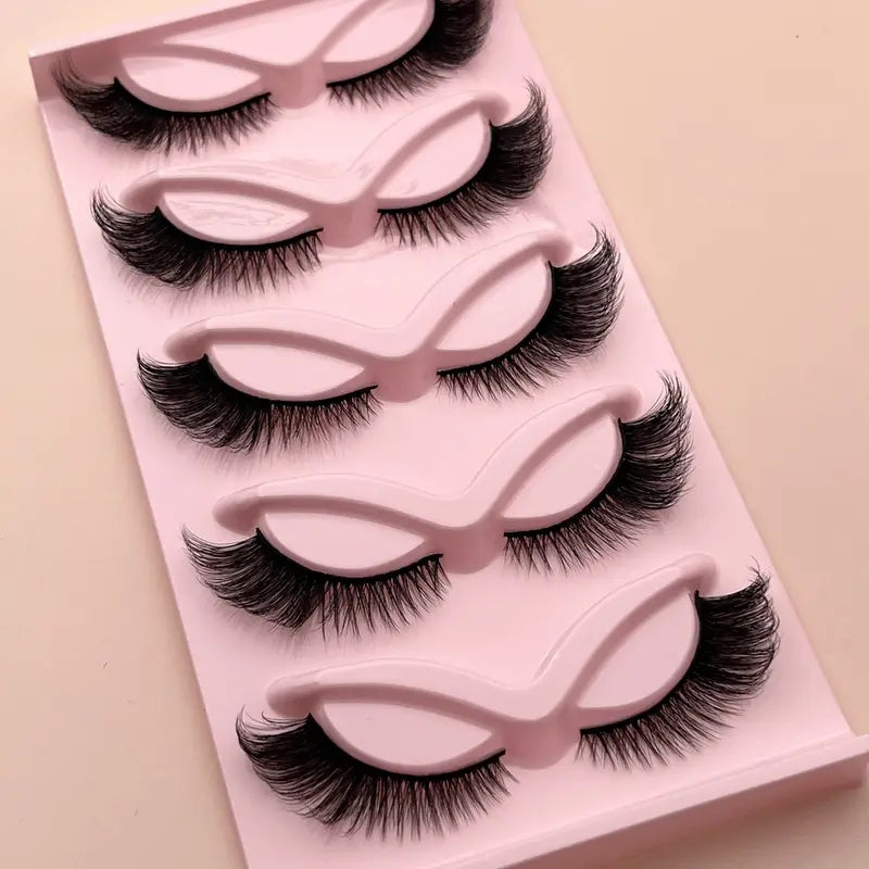 Wholesale Private Label Handmade 3D 16mm Fake Eyelashes Wingtip Curl Long Tail 5 Pairs Of Eyelashes