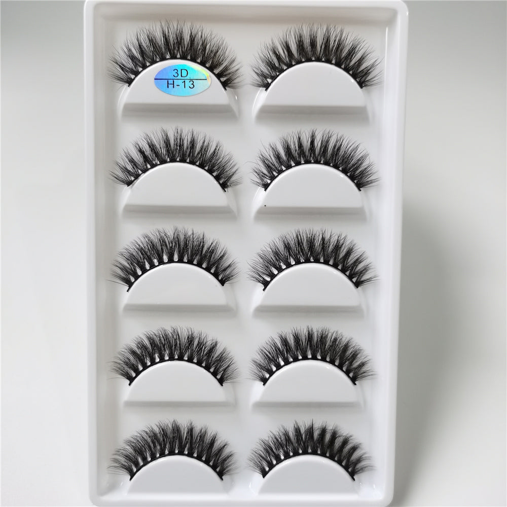 Wholesale 5 Pairs Of Imitation Mink False Eyelashes 3d Handmade Full 5in1 Eyelashes Private Label H13