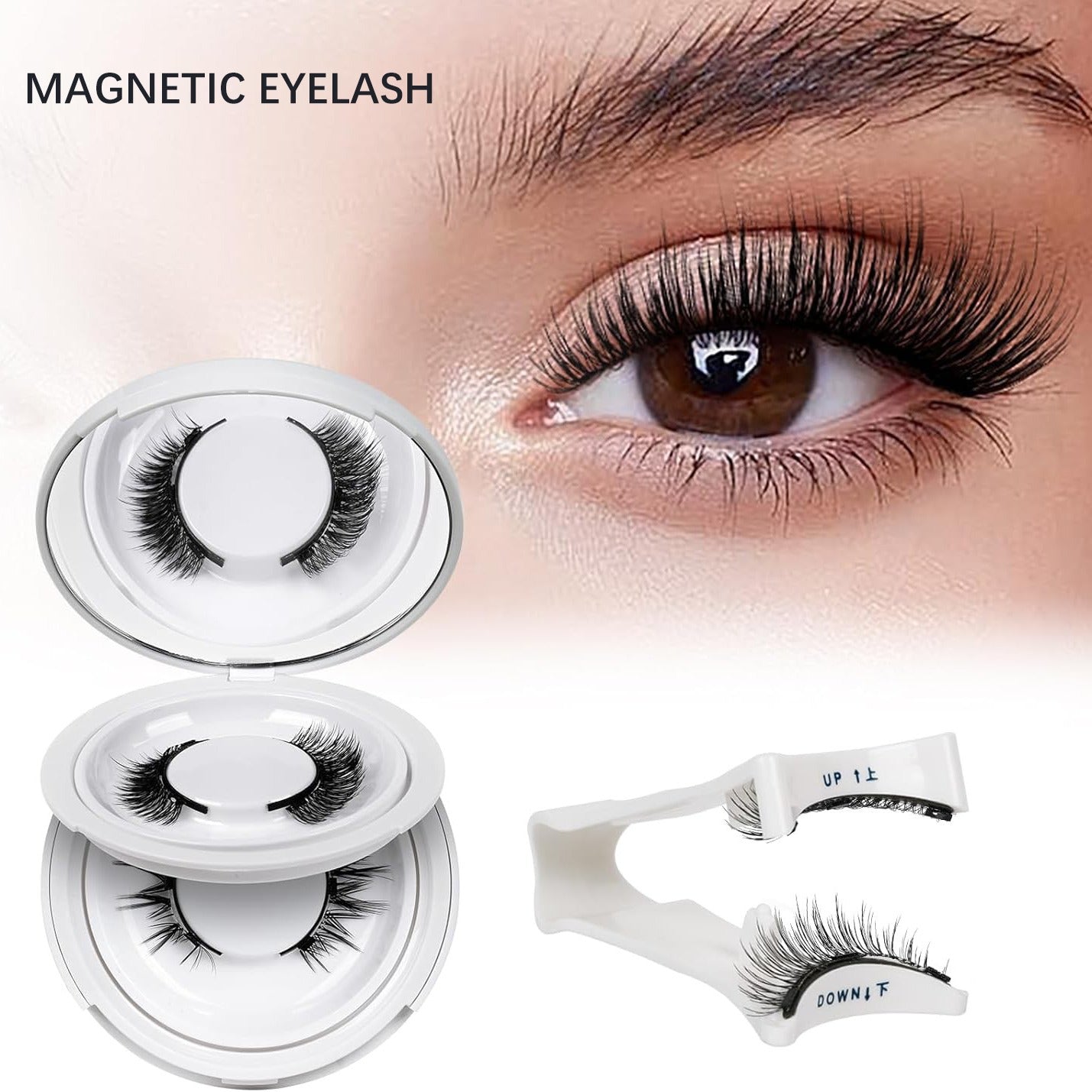 Popular Pingdu Factory False Magnetic Eyelashes Wholesale High Quality 2 Pair Of Magnetic False Eyelashes
