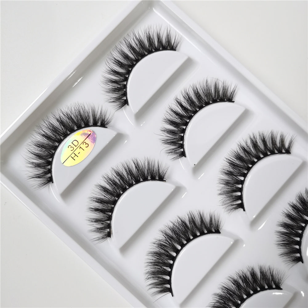 Wholesale 5 Pairs Of Imitation Mink False Eyelashes 3d Handmade Full 5in1 Eyelashes Private Label H13