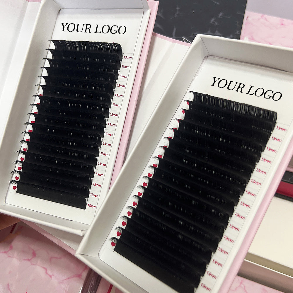 Wholesale Supply Private Logo Matte Black Velvet Mink Eyelash Extension Tray Lashes Roll CC CD DD Dark Black Cashmere Eyelashes