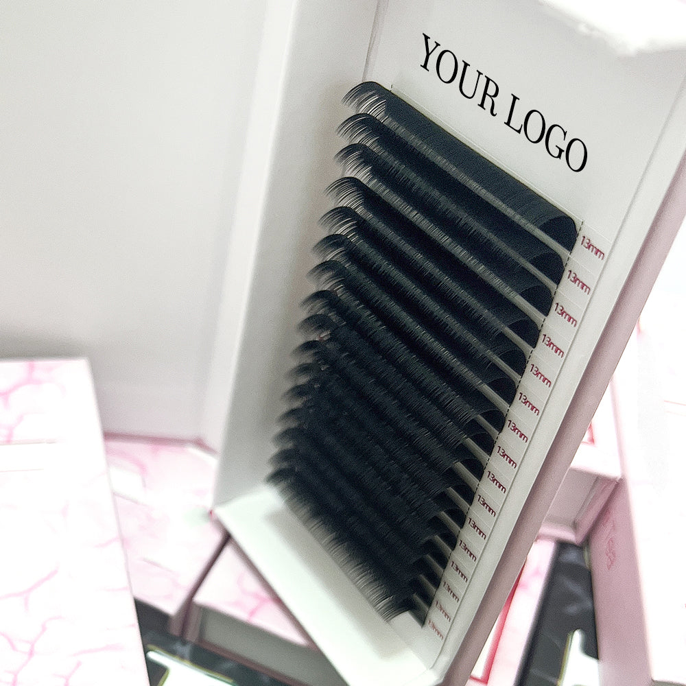 Wholesale Supply Private Logo Matte Black Velvet Mink Eyelash Extension Tray Lashes Roll CC CD DD Dark Black Cashmere Eyelashes