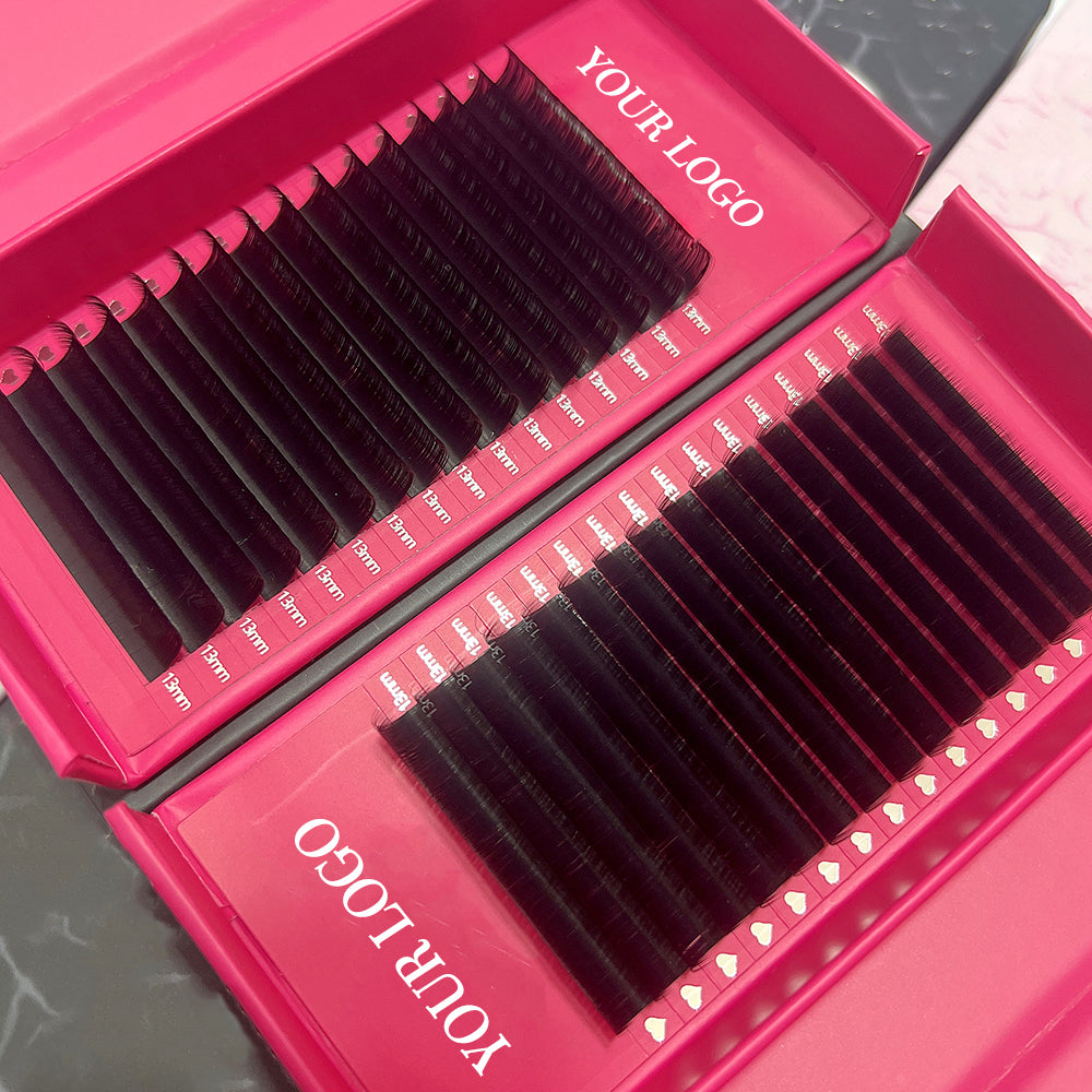 Wholesale Supply Private Logo Matte Black Velvet Mink Eyelash Extension Tray Lashes Roll CC CD DD Dark Black Cashmere Eyelashes
