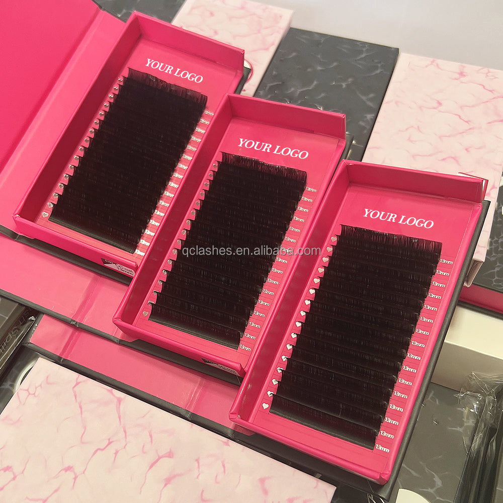 Wholesale Supply Private Logo Matte Black Velvet Mink Eyelash Extension Tray Lashes Roll CC CD DD Dark Black Cashmere Eyelashes