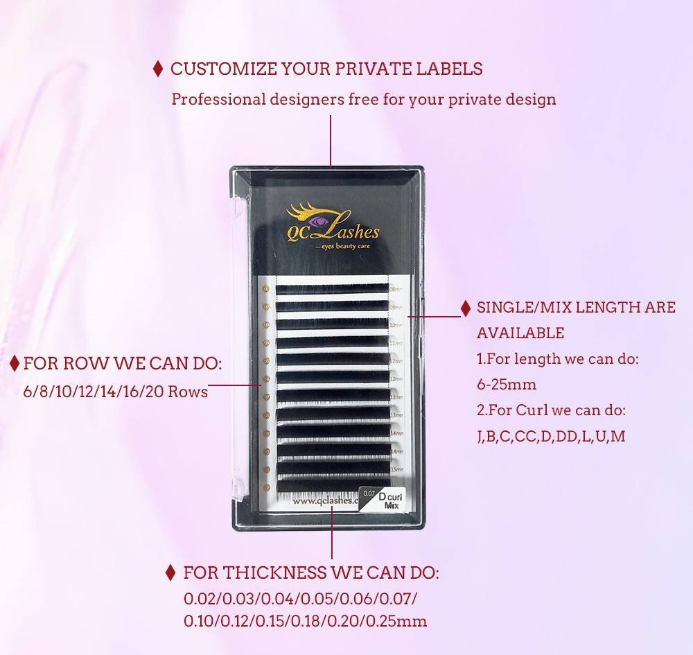 Wholesale Supply Private Logo Matte Black Velvet Mink Eyelash Extension Tray Lashes Roll CC CD DD Dark Black Cashmere Eyelashes