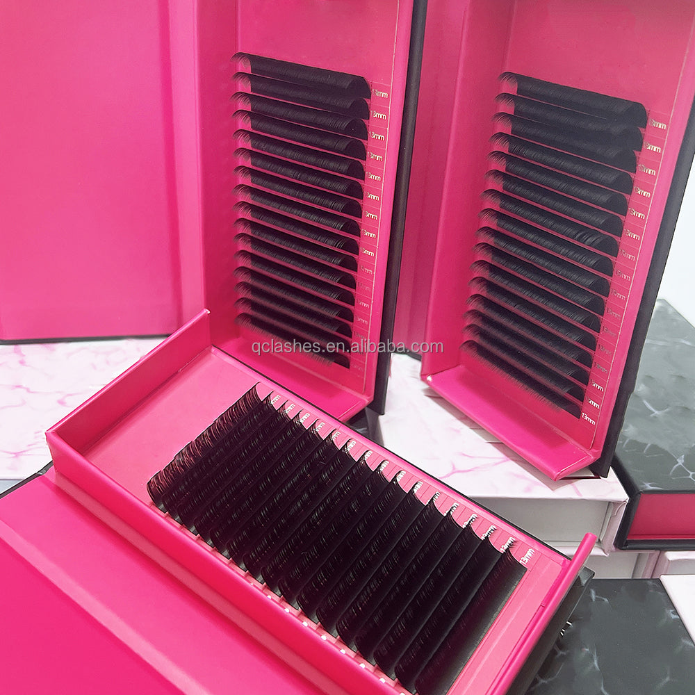 Wholesale Supply Private Logo Matte Black Velvet Mink Eyelash Extension Tray Lashes Roll CC CD DD Dark Black Cashmere Eyelashes