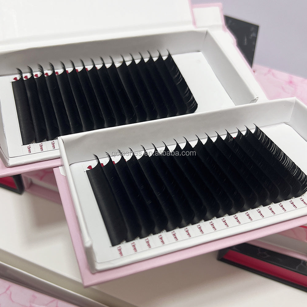 Wholesale Supply Private Logo Matte Black Velvet Mink Eyelash Extension Tray Lashes Roll CC CD DD Dark Black Cashmere Eyelashes