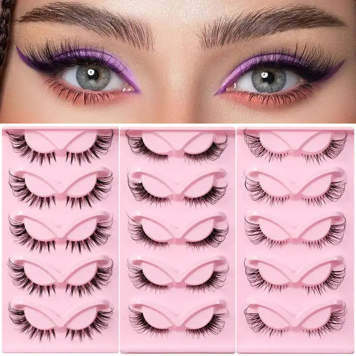 Wholesale 3D Silk Faux Mink False Eyelashes 5 Pair Travel Eyelashes Faux Natural Roll Eyelashes Manufacturer
