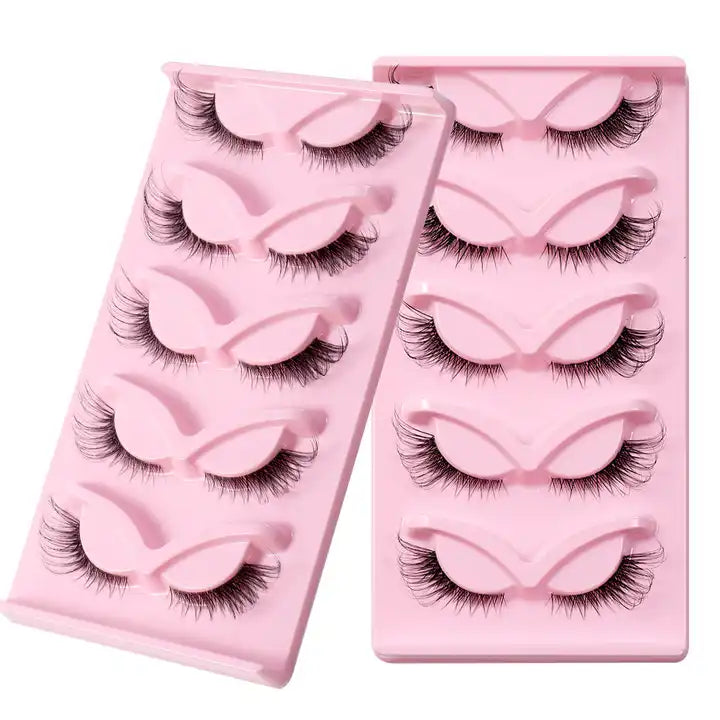Wholesale 3D Silk Faux Mink False Eyelashes 5 Pair Travel Eyelashes Faux Natural Roll Eyelashes Manufacturer