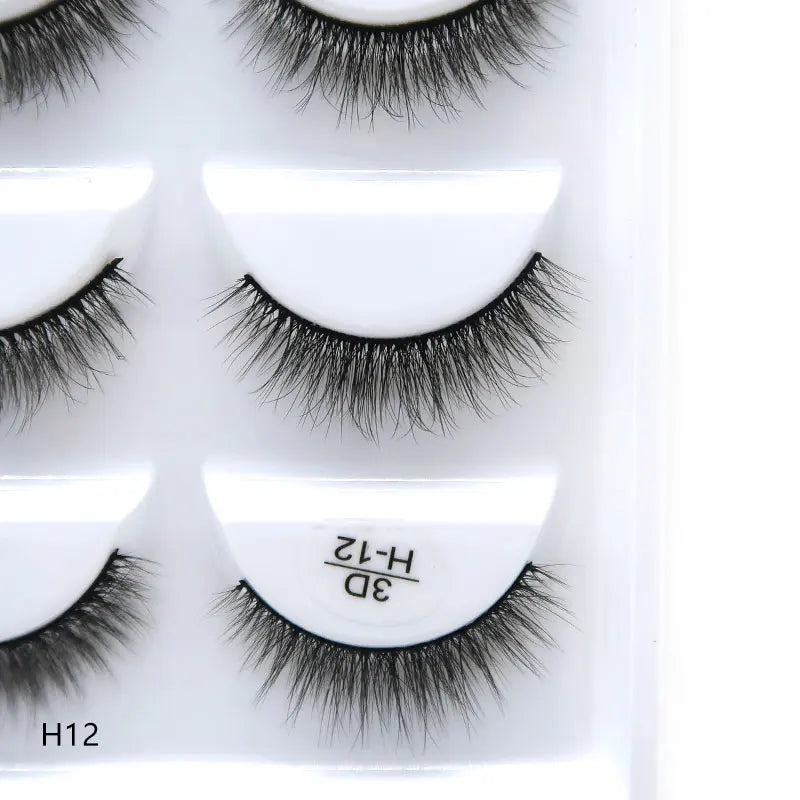 Top Quality H Series 20 Style 5 Pair/Tray 3D Mink False Eyelashes 5 Pair Handmade 3D Natural Long False Eyelashes