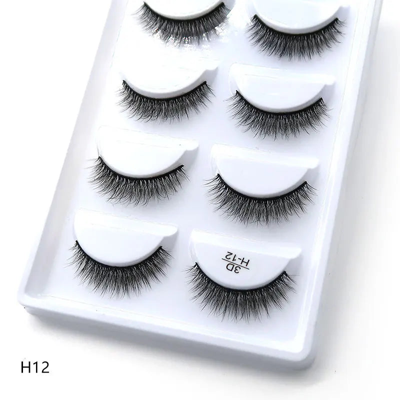 Top Quality H Series 20 Style 5 Pair/Tray 3D Mink False Eyelashes 5 Pair Handmade 3D Natural Long False Eyelashes