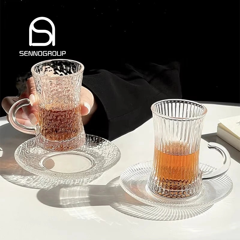 Multi-Style Turkish Style Luxury Stained Glass Tea Cup Suit Glass Coffee Cup & Saucer Suit Turkish Coffee Cup & Saucer Suit