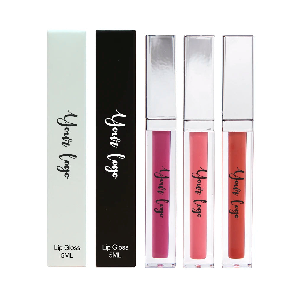 Customized logo OEM odm wholesale matte lipstick gloss lip gloss clear finish cruelty free glitter lip gloss set