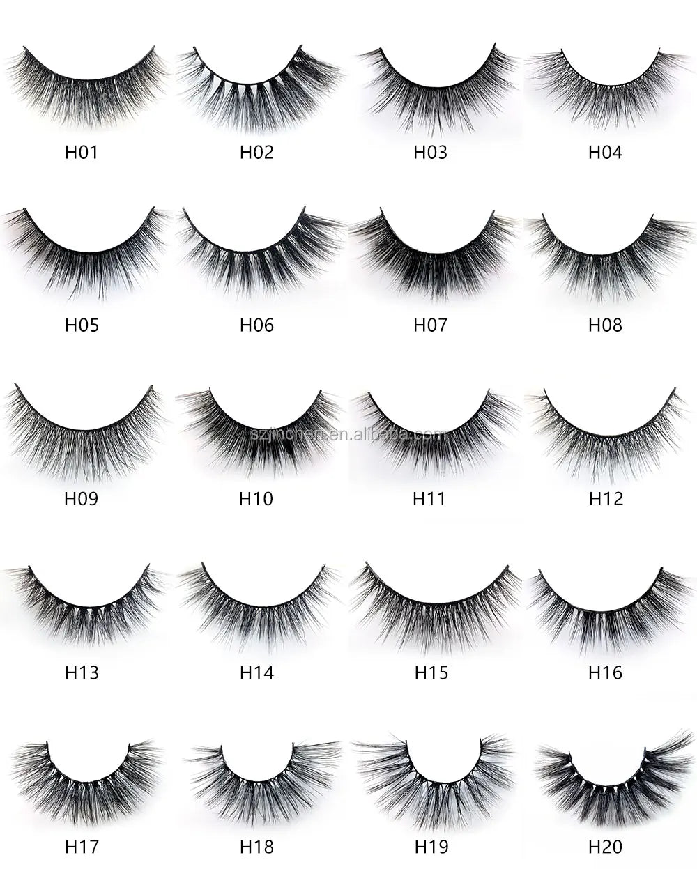 Top Quality H Series 20 Style 5 Pair/Tray 3D Mink False Eyelashes 5 Pair Handmade 3D Natural Long False Eyelashes