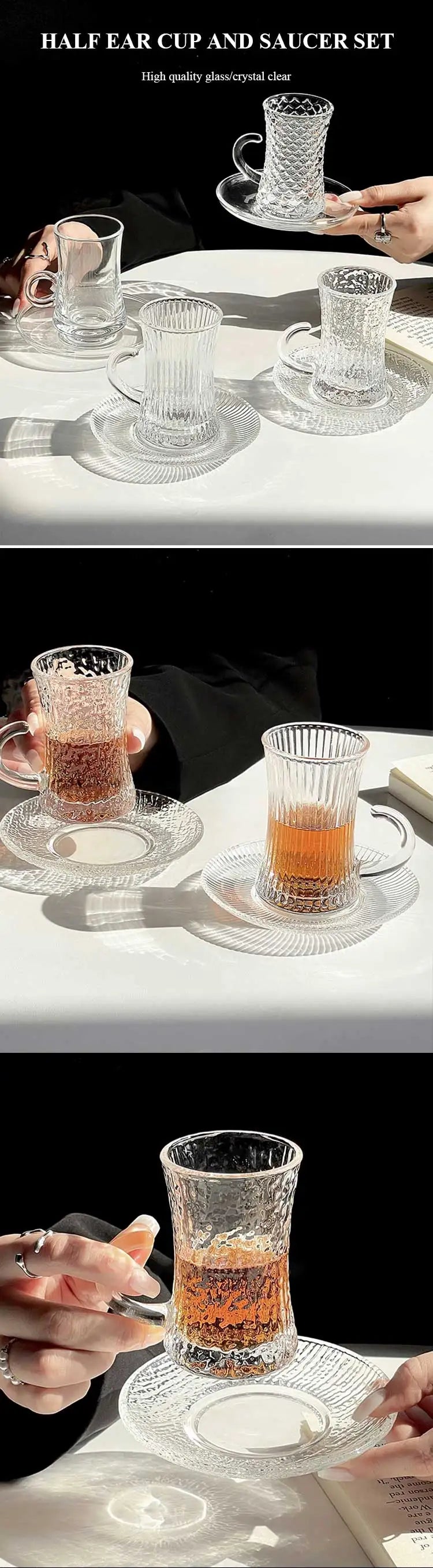 Multi-Style Turkish Style Luxury Stained Glass Tea Cup Suit Glass Coffee Cup & Saucer Suit Turkish Coffee Cup & Saucer Suit