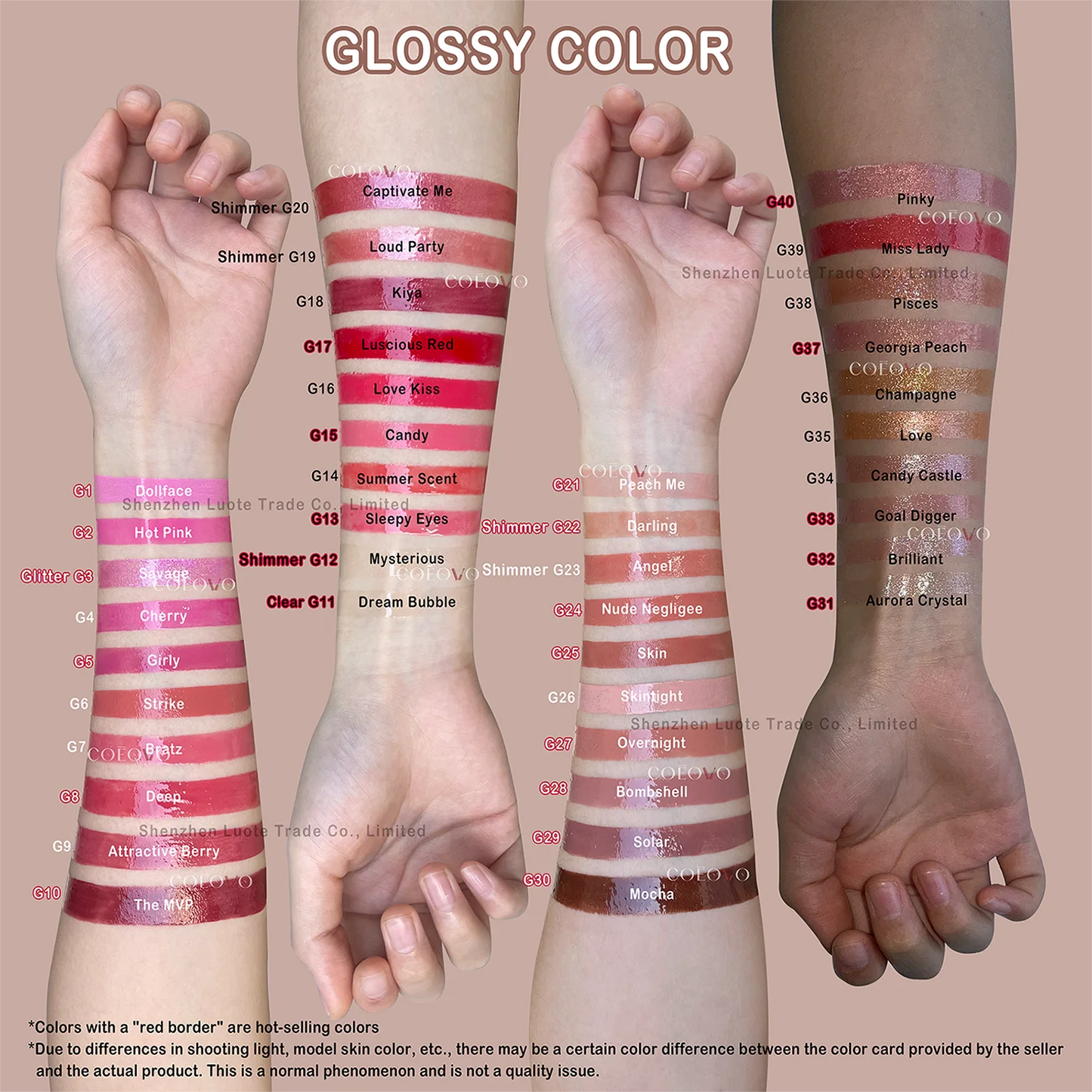 COEOVO Custom Luxury Private Label Wholesale Nude Glitter Lip Gloss Vegetarian Lip Gloss Supplier Liquid Matte Lip Gloss