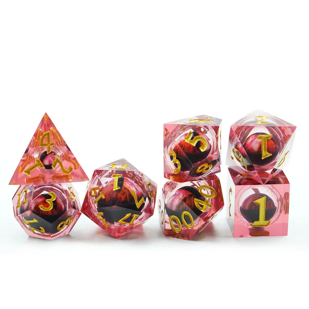 Sharp Edge Polyhedron Red Dragon Eyeball Moving Dice Suit For Dungeons & Dragons D & D Role Playing Table Game