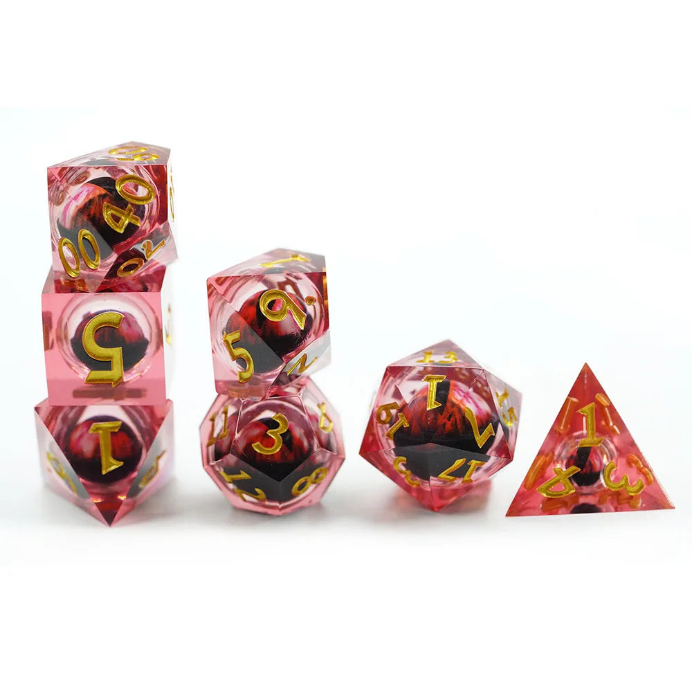 Sharp Edge Polyhedron Red Dragon Eyeball Moving Dice Suit For Dungeons & Dragons D & D Role Playing Table Game