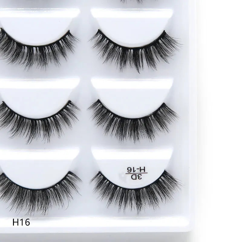 Top Quality H Series 20 Style 5 Pair/Tray 3D Mink False Eyelashes 5 Pair Handmade 3D Natural Long False Eyelashes