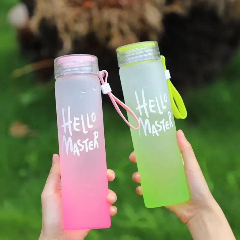 Wholesale Custom Logo Letter Water Cup Colored Frosted Color Changing Glass Beverage Bottle With Lid