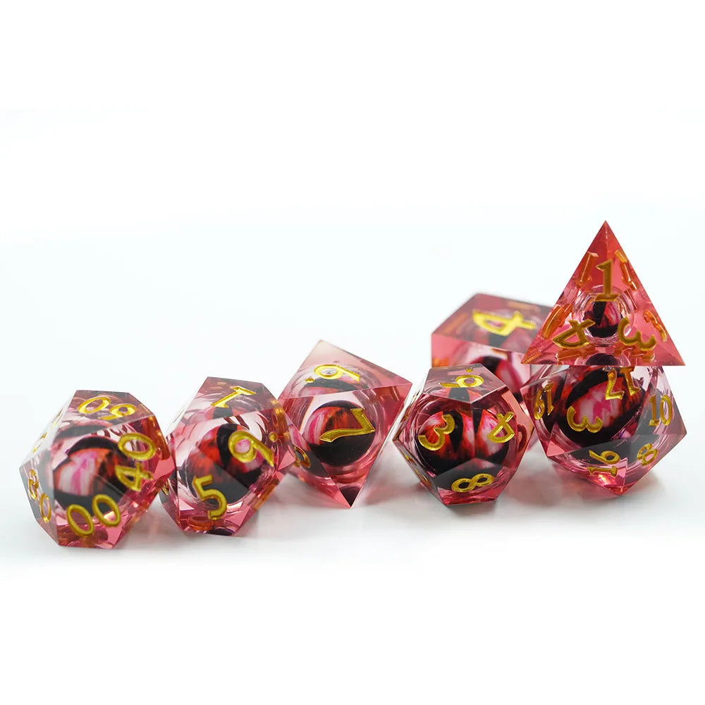 Sharp Edge Polyhedron Red Dragon Eyeball Moving Dice Suit For Dungeons & Dragons D & D Role Playing Table Game