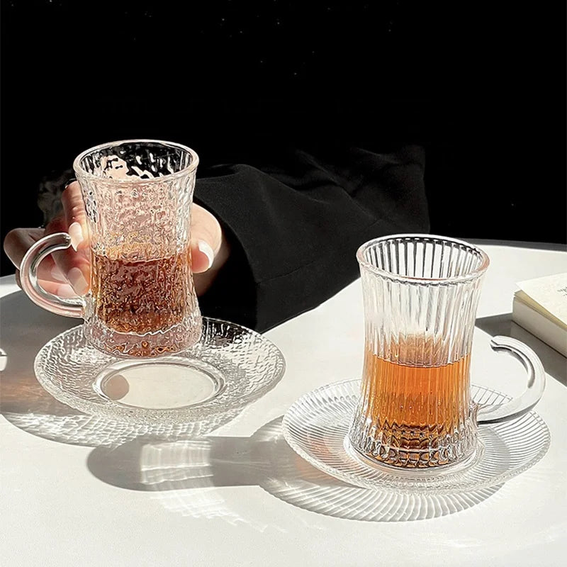 Multi-Style Turkish Style Luxury Stained Glass Tea Cup Suit Glass Coffee Cup & Saucer Suit Turkish Coffee Cup & Saucer Suit