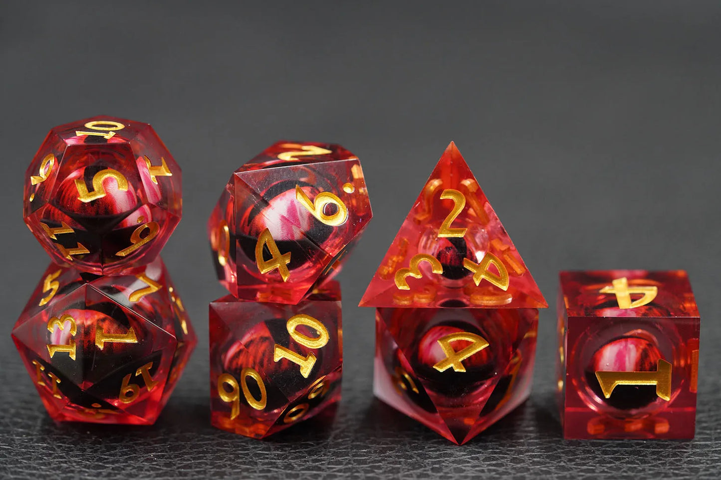 Sharp Edge Polyhedron Red Dragon Eyeball Moving Dice Suit For Dungeons & Dragons D & D Role Playing Table Game