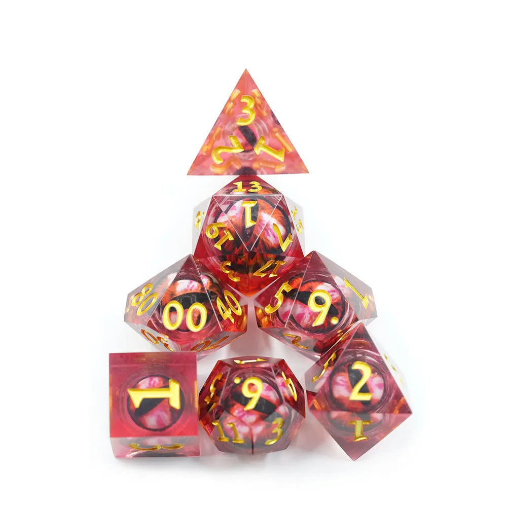 Sharp Edge Polyhedron Red Dragon Eyeball Moving Dice Suit For Dungeons & Dragons D & D Role Playing Table Game