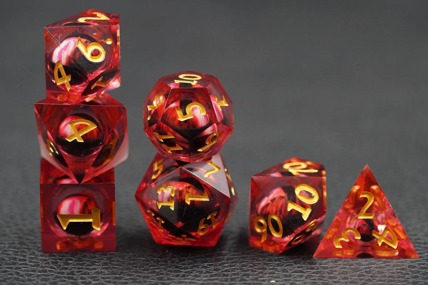 Sharp Edge Polyhedron Red Dragon Eyeball Moving Dice Suit For Dungeons & Dragons D & D Role Playing Table Game