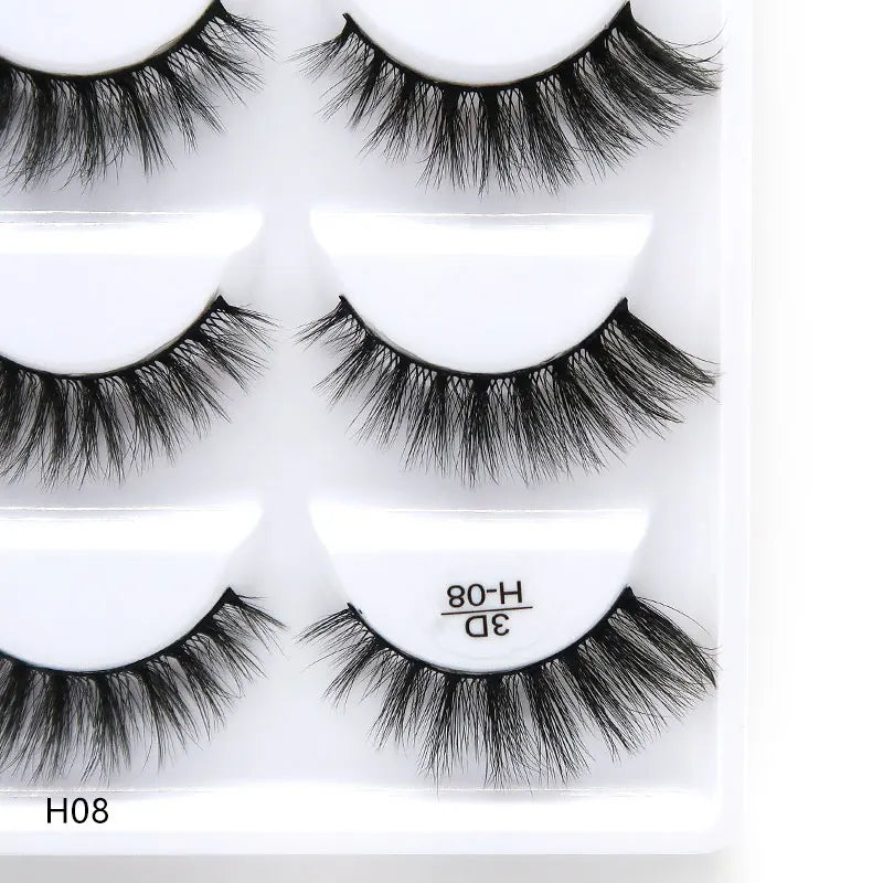Top Quality H Series 20 Style 5 Pair/Tray 3D Mink False Eyelashes 5 Pair Handmade 3D Natural Long False Eyelashes