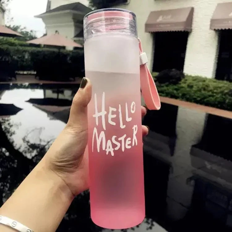 Wholesale Custom Logo Letter Water Cup Colored Frosted Color Changing Glass Beverage Bottle With Lid