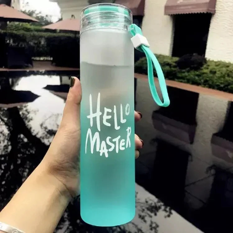 Wholesale Custom Logo Letter Water Cup Colored Frosted Color Changing Glass Beverage Bottle With Lid