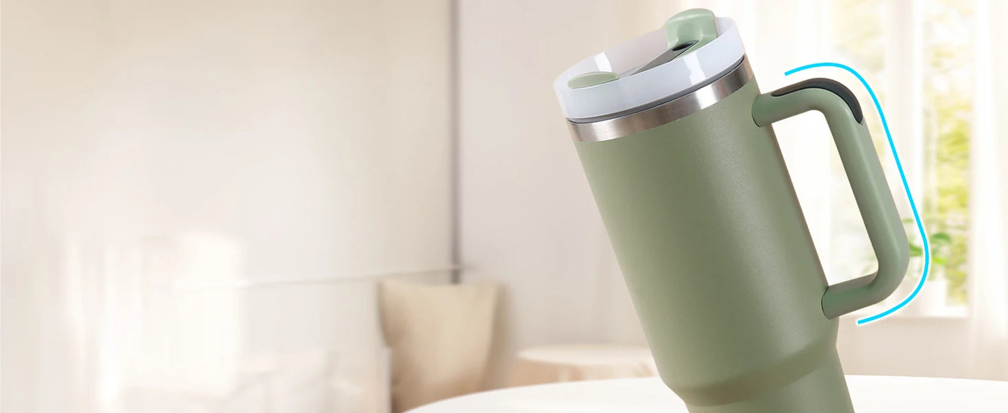 SiYJ719 Customizable Logo 40 Oz Stainless Steel Vacuum Metal Mug With Handle Promotional Custom Adventure Travel Coffee Mug
