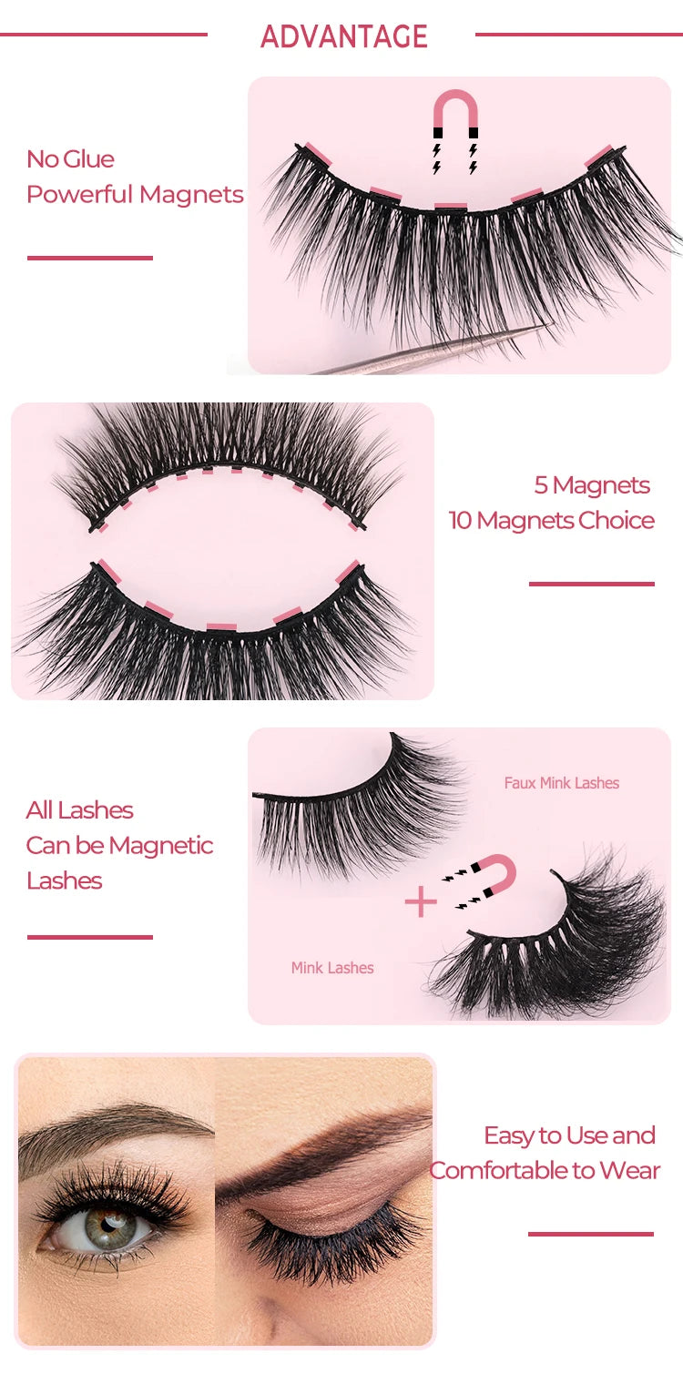 2021 Latest Style 3D Magnetic Eyelashes Wholesale Magnetic Eyelashes With Magnetic Eyeliner