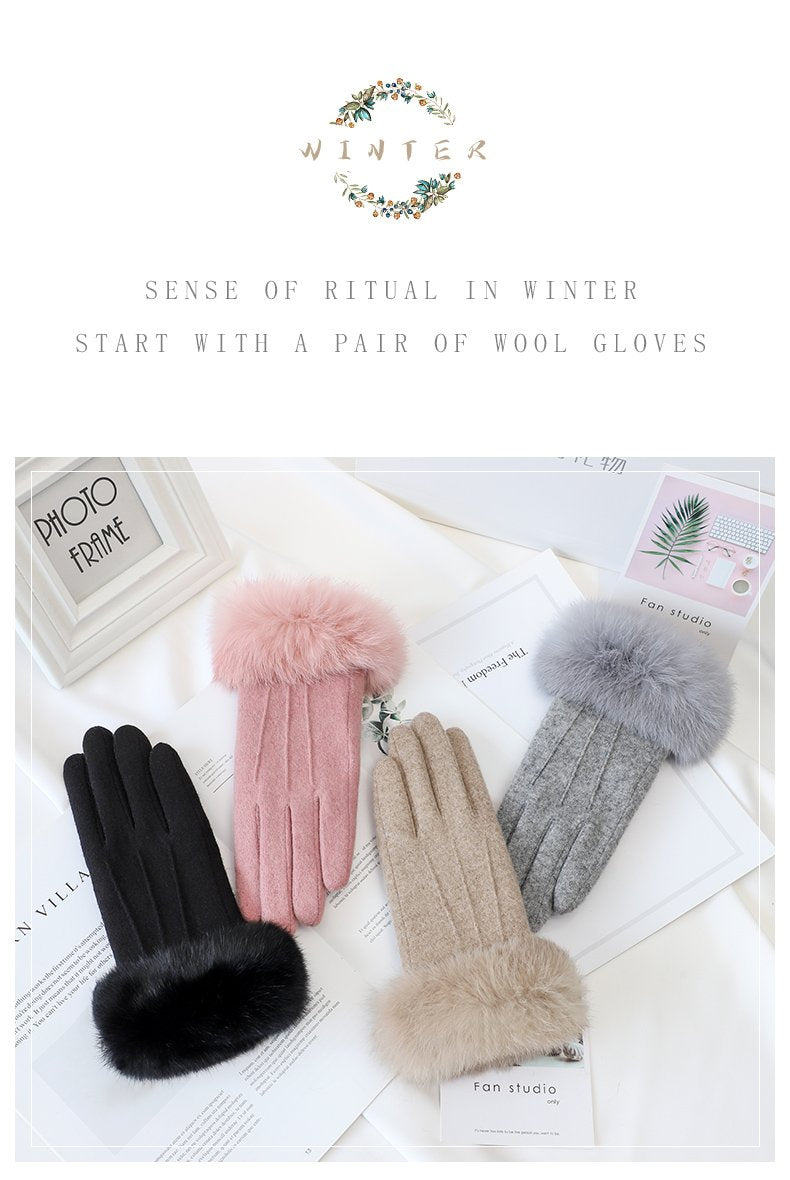 Sexy Girl Fancy Accessories Touch Screen Cashmere Wool Gloves Winter