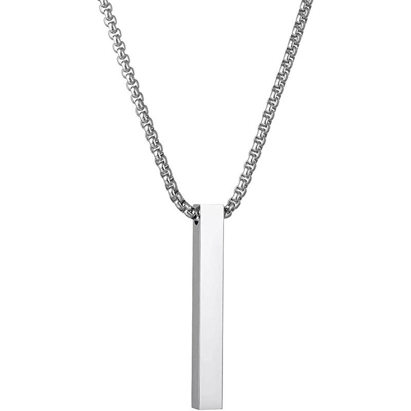 Stainless Steel Plain Vertical Rod Pendant Necklace Hot Sale Custom Carved Blank Rod Pendant Necklace