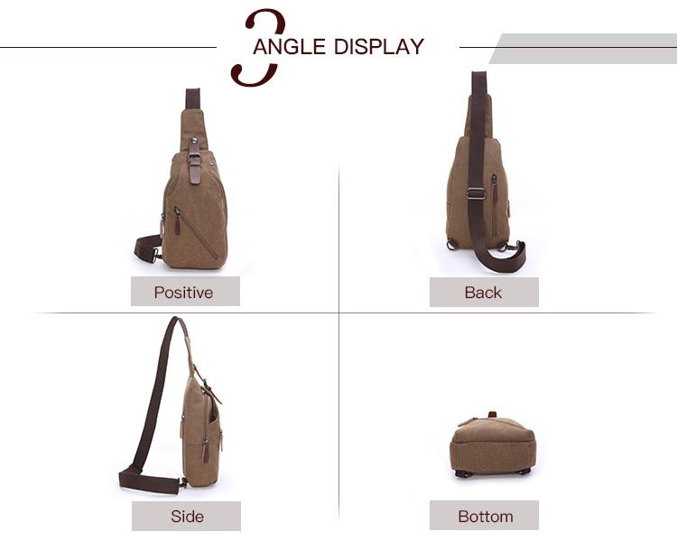 Zuo Lunduo Fashion Solid Color Men's Chest Bag Crossbody Bag Canvas Leather Chest Bag
