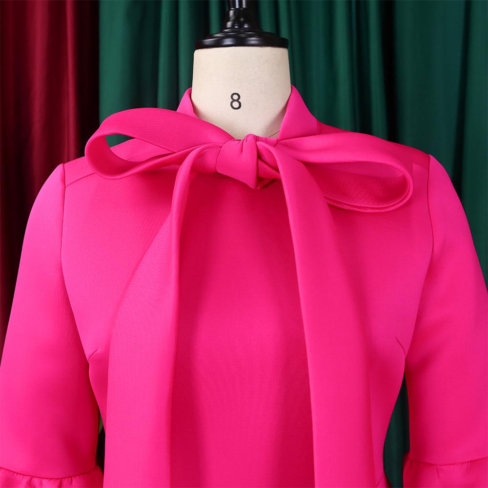 New Women's Elegant Elegant Women's Puff Cuff Large Skirt High Waist Women's Office Dress