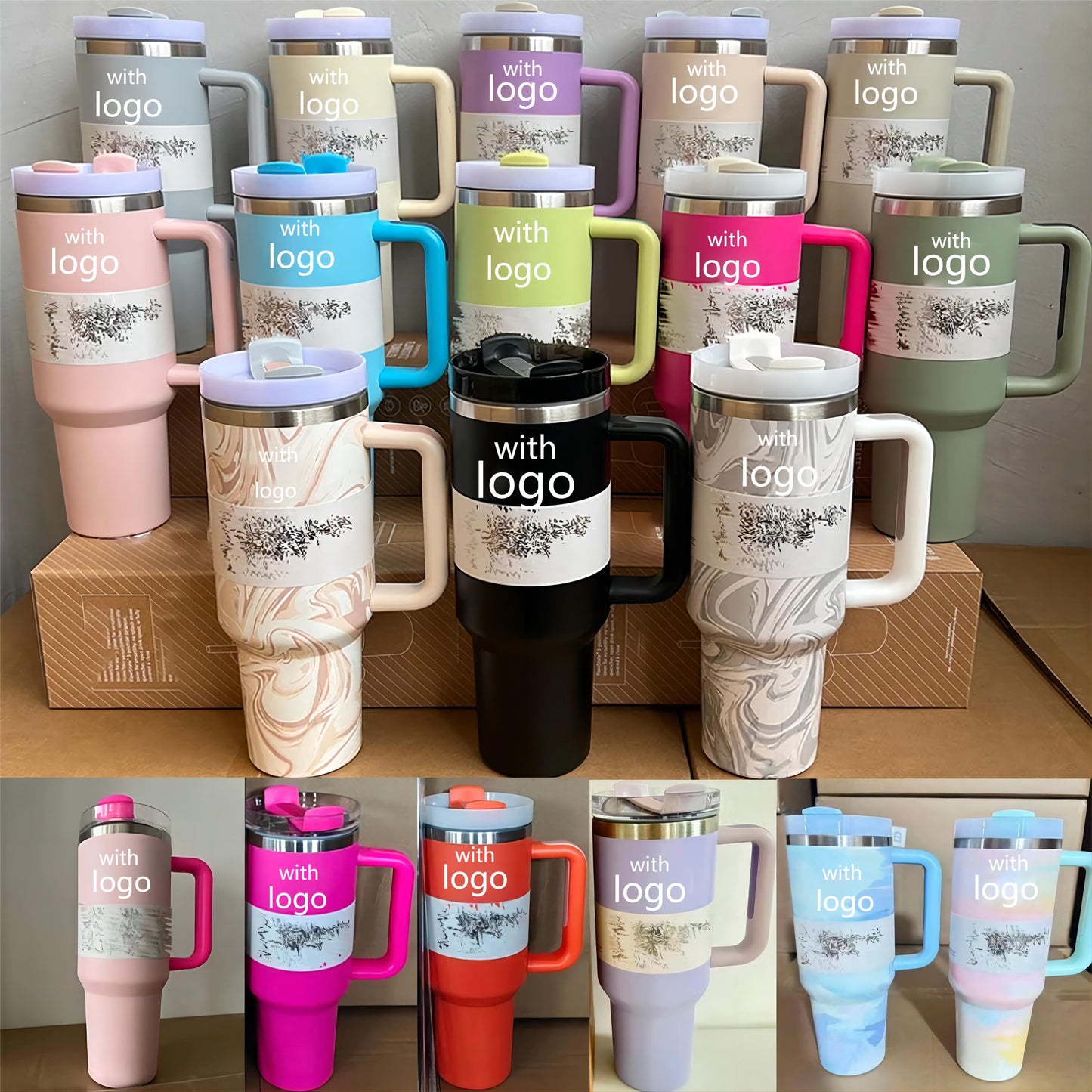Ama Zon Bestseller 1:1 Original Famous Brand Stan H2.0 Cup 40 Oz With Handle Holder Cup 40 Oz 30 Oz Outdoor Cup