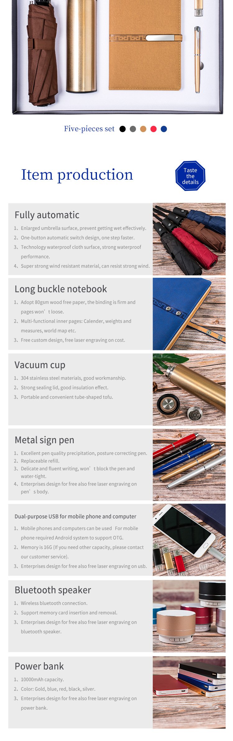 Corporate Gift Souvenirs Customized Logo For Guests Notebook Journal With Pen And Flask Umbrella USB Power Bank