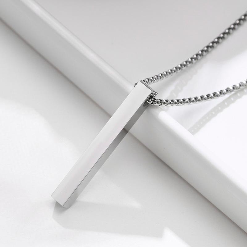 Stainless Steel Plain Vertical Rod Pendant Necklace Hot Sale Custom Carved Blank Rod Pendant Necklace