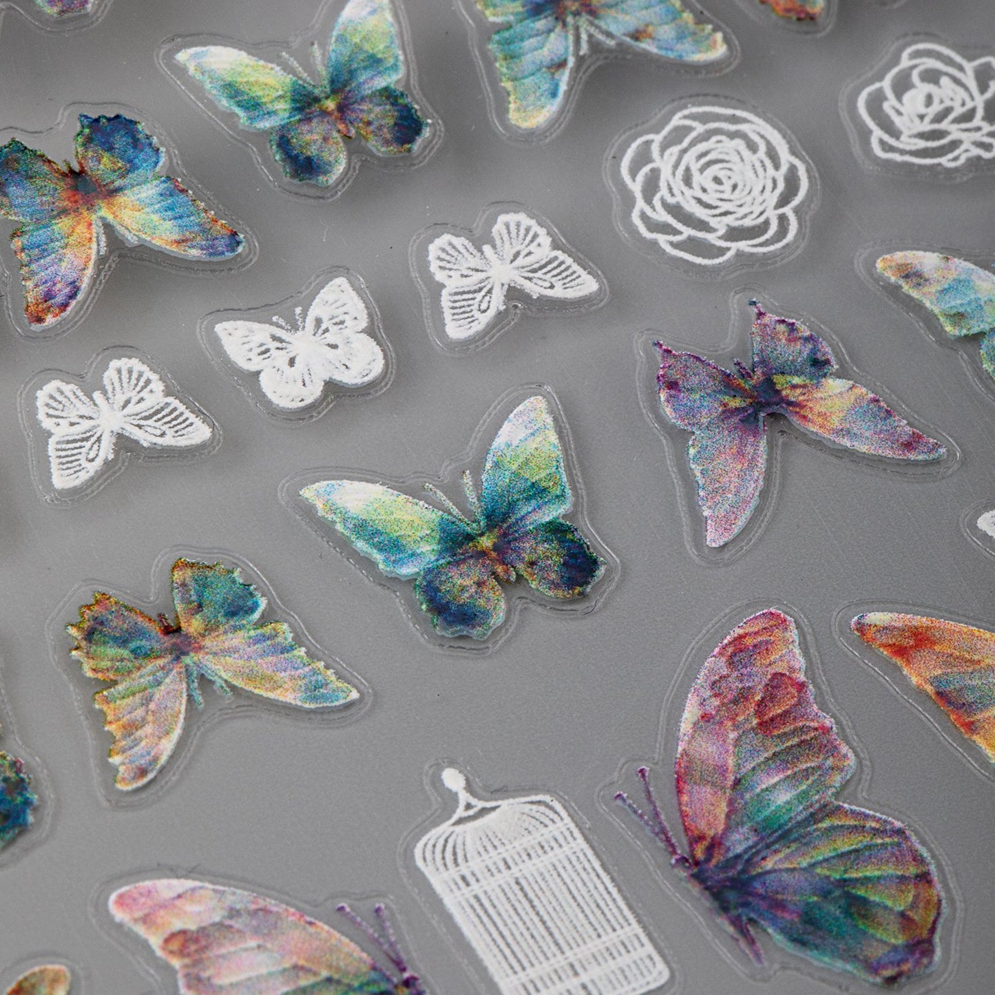 Honey Girl Hot Sell Adhesive Pink Blue Butterfly Nail Art 3D Decal Sticker