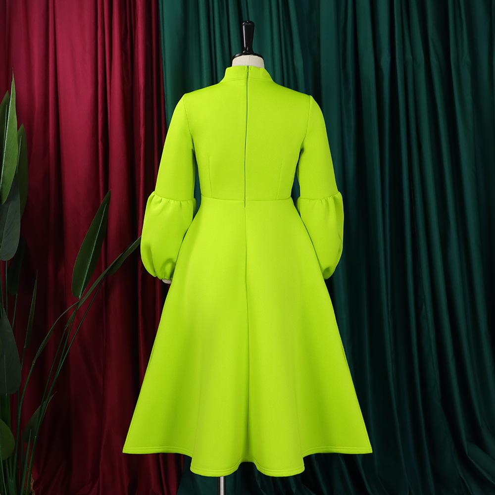 New Women's Elegant Elegant Women's Puff Cuff Large Skirt High Waist Women's Office Dress