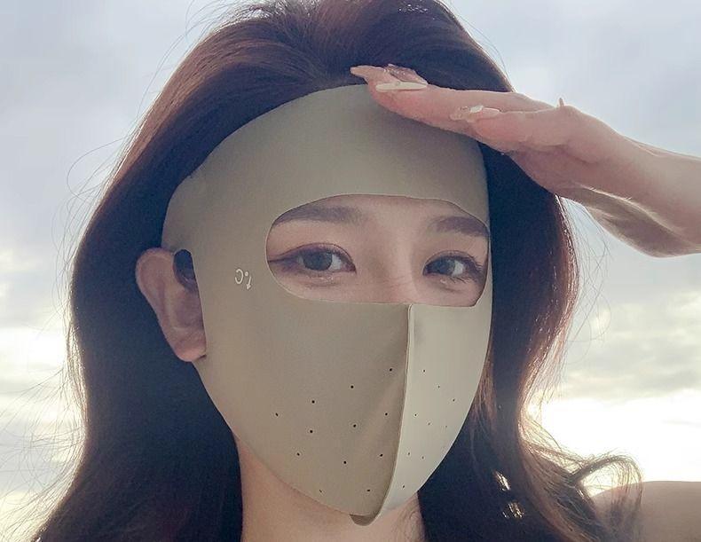 Women's Summer 'ice Silk' Full Face UV Protection Sunscreen Mask Non-traceable Breathable Thin Sunshade Veil Comfortable Daily Use